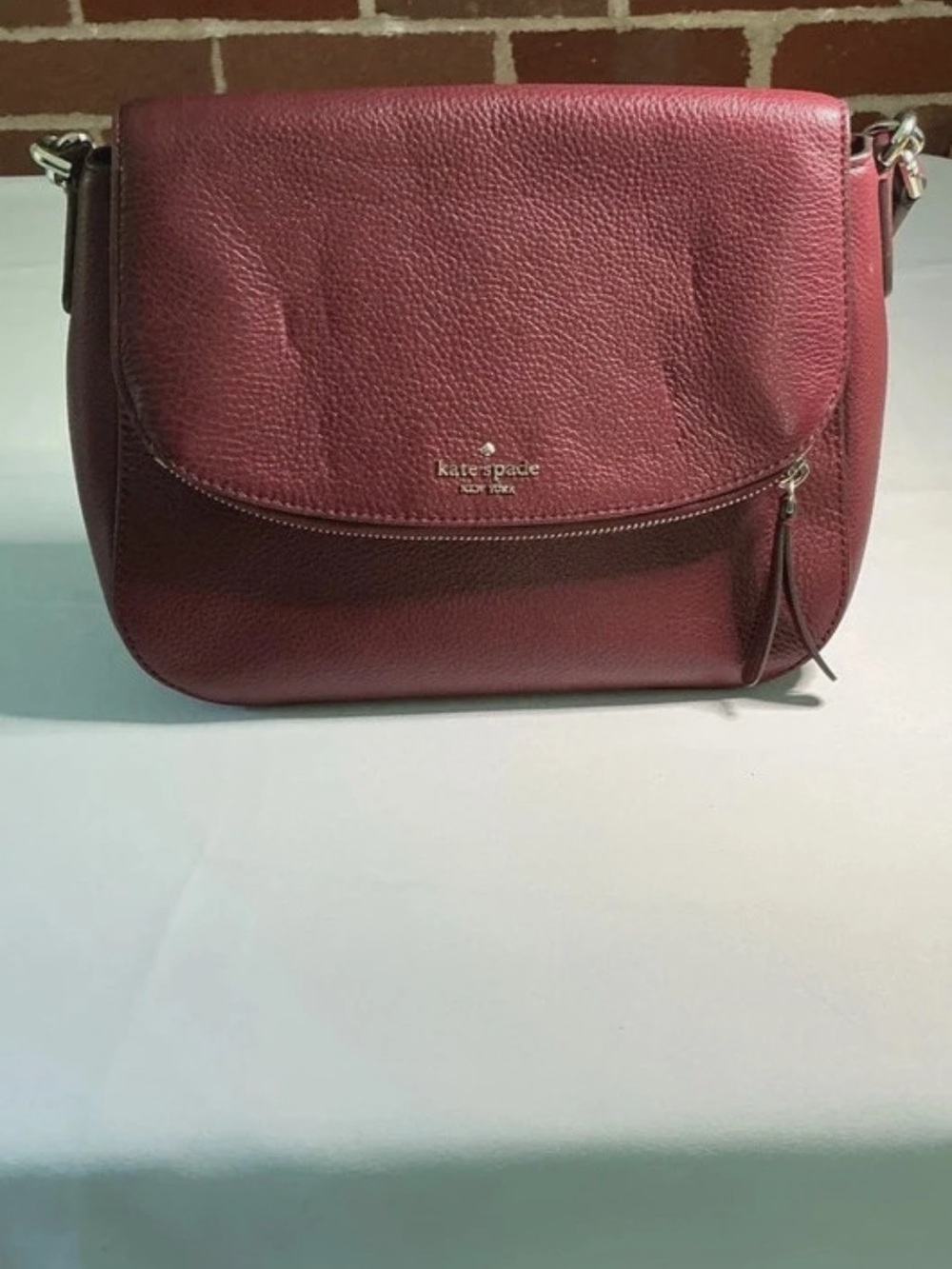 kate spade Burgundy Pebbled Leather Crossbody Bag